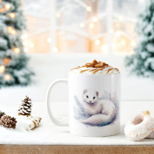 Winter Vibes Watercolor Ermine - Kaffeetasse