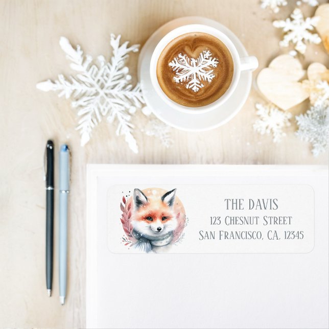 Winter Vibes Watercolor Fox Rücksendeadresse (Von Creator hochgeladen)