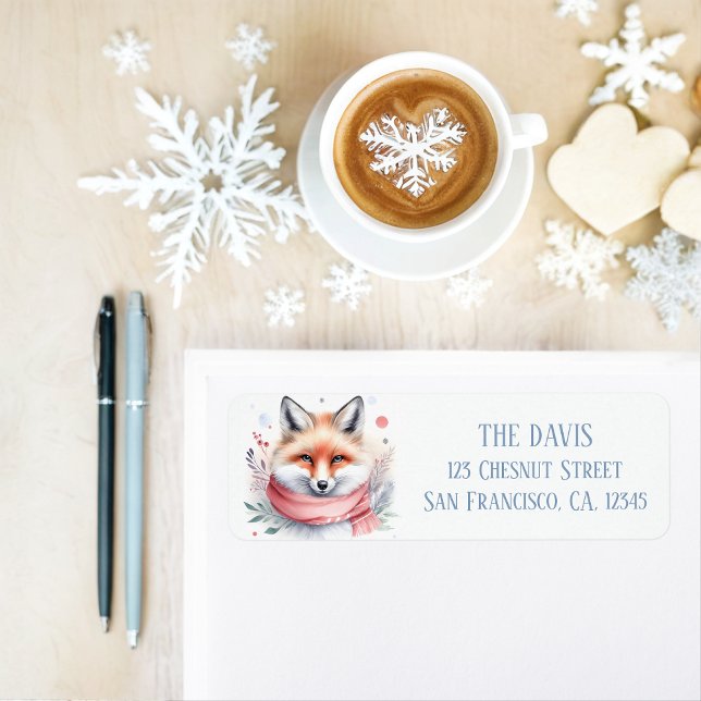 Winter Vibes Watercolor Fox Rücksendeadresse (Von Creator hochgeladen)