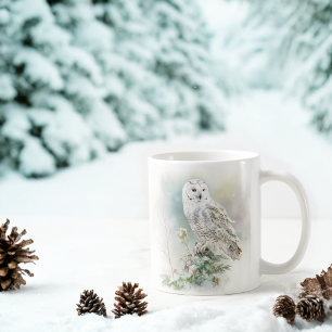 Winter Vibes Watercolor Owl Kaffeetasse