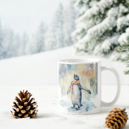 Winter Vibes Watercolor Pinguin Kaffeetasse