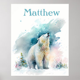 Winter Vibes Watercolor Polar Bär - Kinder Poster