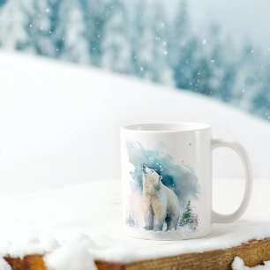 Winter Vibes Watercolor Polar Bear Kaffeetasse