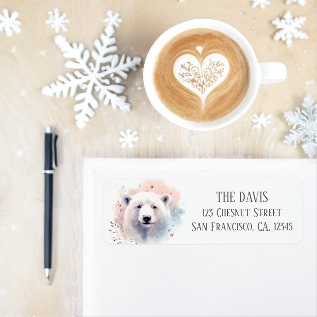 Winter Vibes Watercolor Polar Bear Rücksendeadress (Von Creator hochgeladen)