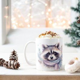 Winter Vibes Watercolor Raccoon - Kaffeetasse