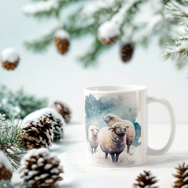 Winter Vibes Watercolor Sheep Kaffeetasse (Von Creator hochgeladen)