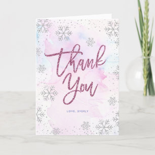 Winter Vielen Dank Geburtstag Silver Magenta Glitz Dankeskarte