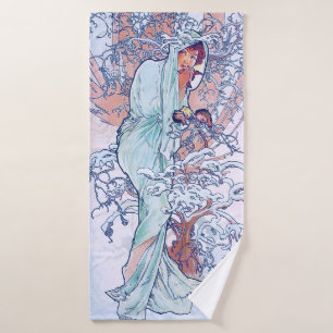 Winter (vier Jahreszeiten), Alphonse Mucha Badehandtuch