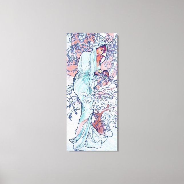 Winter (vier Jahreszeiten), Alphonse Mucha Canvas  Leinwanddruck (Vorderseite)