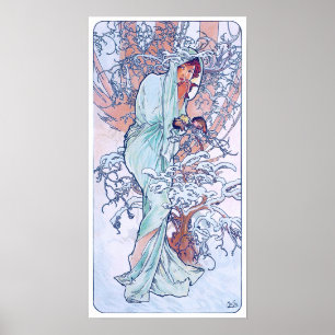 Winter (vier Jahreszeiten), Alphonse Mucha Poster