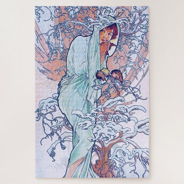Winter (vier Jahreszeiten), Alphonse Mucha Puzzle (Vertikal)