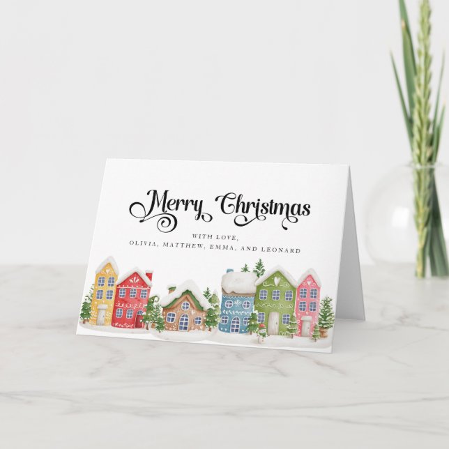 Winter village Merry Christmas Card Karte (Vorderseite)