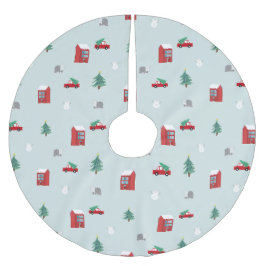 Winter Village Polyester Weihnachtsbaumdecke