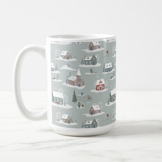 Winter Village Snow Scene Muster Kaffeetasse (Links)