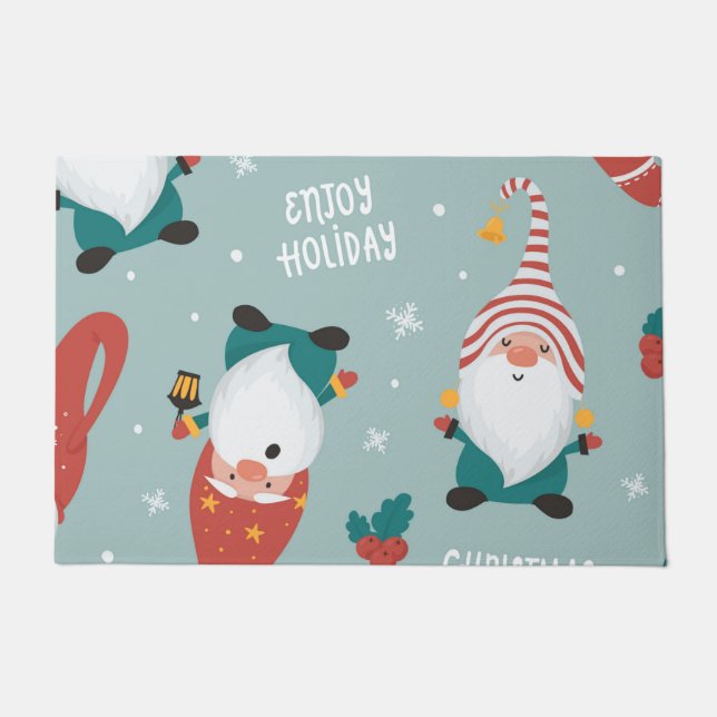 Winter Village Szene frohe Weihnachten, Neues Jahr Fußmatte (Vorderseite)