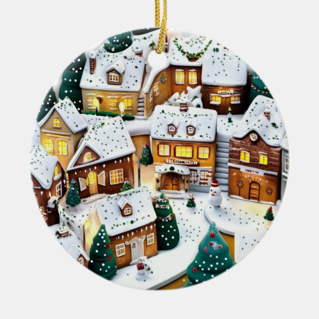 Winter Village Wonderland Rund Acrylic Ornament (Vorne)