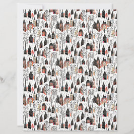 Winter villages pattern christmas craft paper