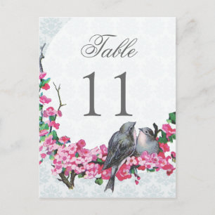 Winter Vintage Vögel Hochzeit Tischnummer