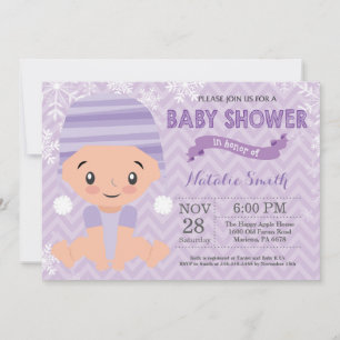 Winter-Violette Baby Shower-Einladung für Mädchen Einladung