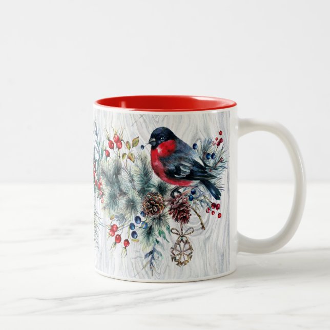 Winter-Vogel-Tasse Zweifarbige Tasse (Rechts)