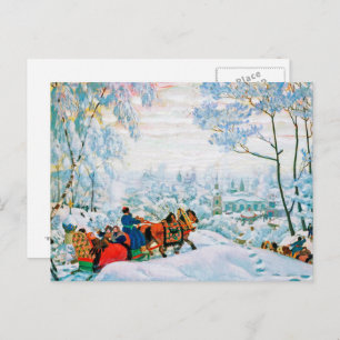 "Winter" von Boris Kustodiev, Kunsthandwerkskarten Postkarte