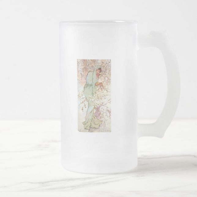 Winter von Mucha Mattglas Bierglas (Rechts)