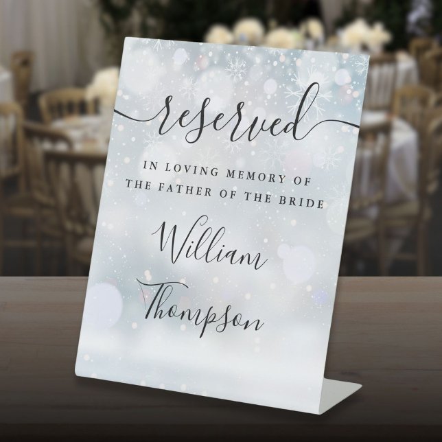 Winter vorbehalten Vater der Brautdenkmal Sockelschild (Winter Reserved Father Of The Bride Memorial Pedestal Sign)