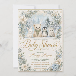 Winter-Wald-Baby-Party Einladung