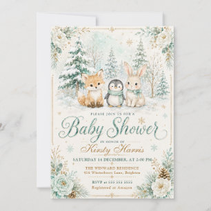 Winter-Wald-Baby-Party Einladung