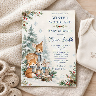Winter-Wald-Baby-Shower-Einladung Einladung