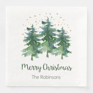 Winter-Wald Frohe Weihnachten Papier-Tischserviett Serviette