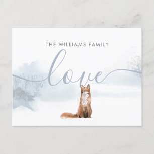 Winter-Wald-Fuchs-Familienname Skript Liebe Feiertagspostkarte