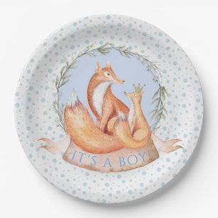 Winter-Wald-Fuchs-Junge-Baby-Shower-Papierplatten Pappteller