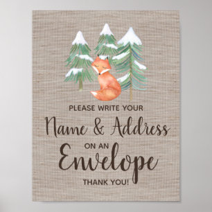 Winter-Wald-Fuchs-Umschlag-Adresse-Schild Poster
