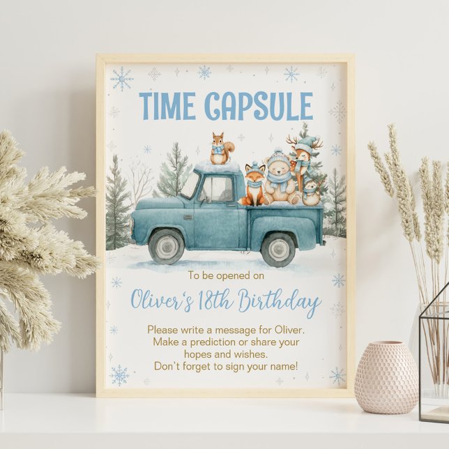 Winter-Wald-Geburtstags-Zeitkapsel-Schild Poster (Von Creator hochgeladen)