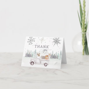 Winter-Wald-Schneeglöckchen-Baby-Shower-Dankeschön Dankeskarte