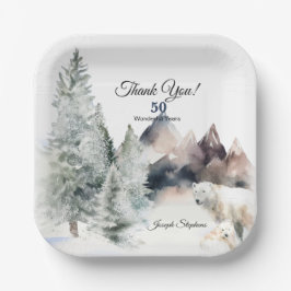 Winter-Wald-Wasserfarben-Papierteller Pappteller