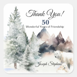 Winter-Wald-Wasserfarbsticker Quadratischer Aufkleber