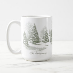 Winter-Wald-Weihnachtsbaum-Kiefer-Monogramm Kaffeetasse