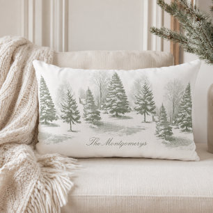 Winter-Wald-Weihnachtsbaum-Kiefer-Monogramm Lendenkissen