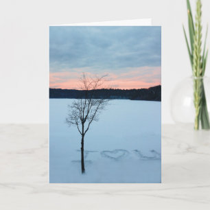 Winter-Walden-Teich-Liebes-Urlaub Feiertagskarte