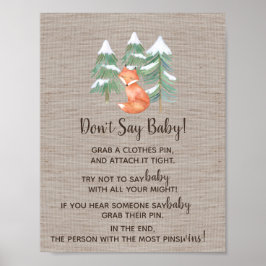 Winter-Waldfox Sage kein Baby-Zeichen Poster