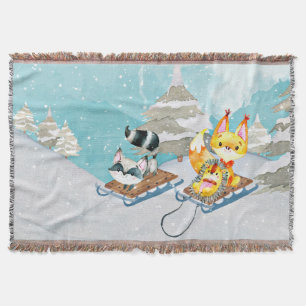 Winter-Waldfreunde - Fox Igel Illustration Decke