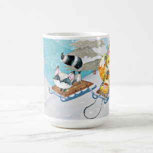Winter-Waldfreunde - Fox Igel Illustration Kaffeetasse