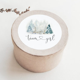 Winter-Waldgeschlecht enthüllt Teammädchenaufklebe Runder Aufkleber