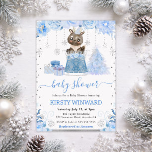 Winter-Waldhirsch-Baby-Party Einladung