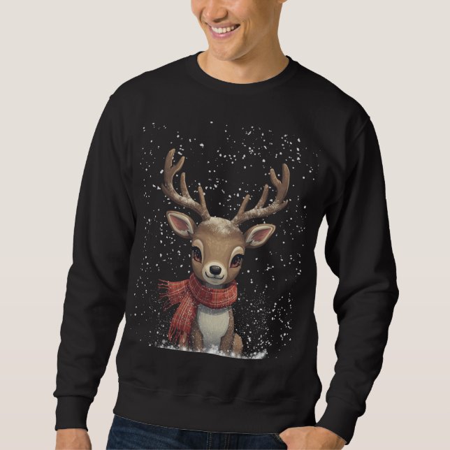 Winter-Waldhirsch-Kapuzenpullover Sweatshirt (Vorderseite)