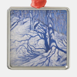 Winter-Waldland nahe Courcheval 2008 Silbernes Ornament