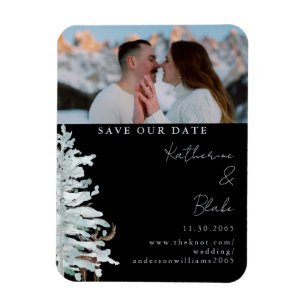 Winter-Waldland Schwarze Hochzeit Foto Rettete uns Magnet