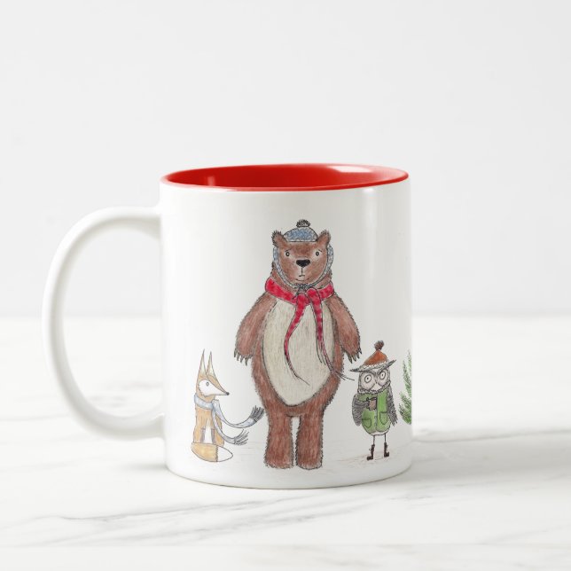 Winter-Waldland Zweifarbige Tasse (Links)